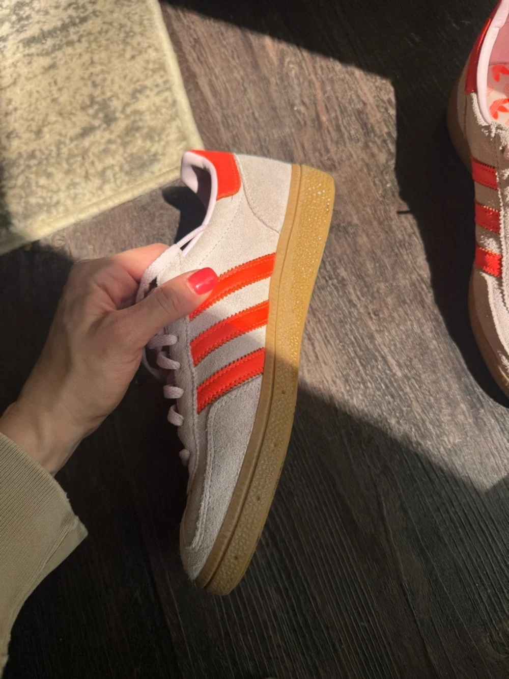 Adidas Spezial Handball Shoes Size 7 Suede Sneakers Pink with Orange Stripes - Picture 8 of 12